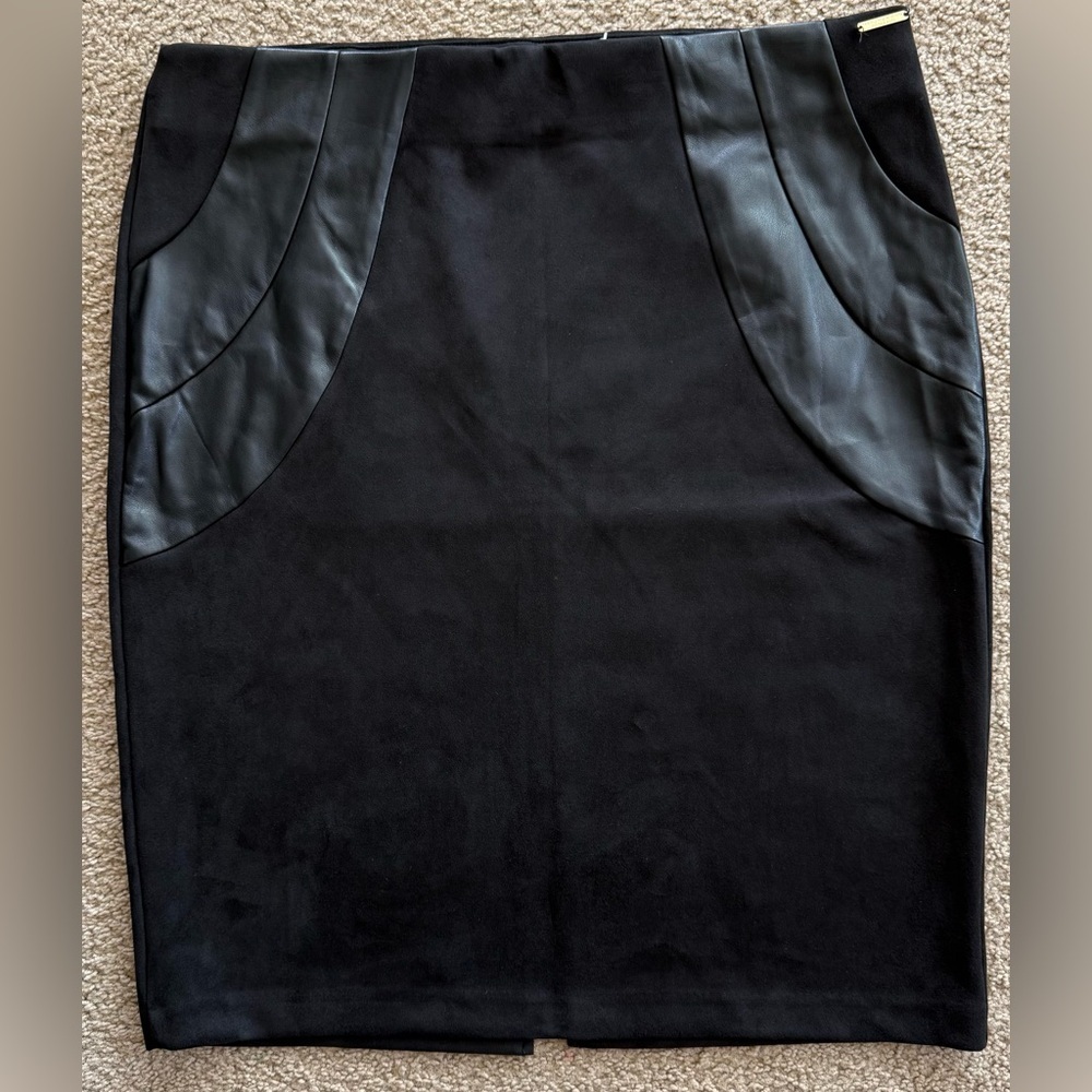 Marc New York Black Midi Skirt with Leather Details